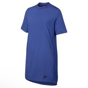 Nike Blue Short Sleeve Bonded Athletic Oversized T Shirt Mini Dress Medium